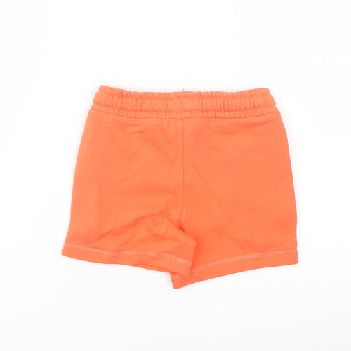 Marks and Spencer Boys Orange Cotton Sweat Shorts Size 2-3 Years Regular Drawstring