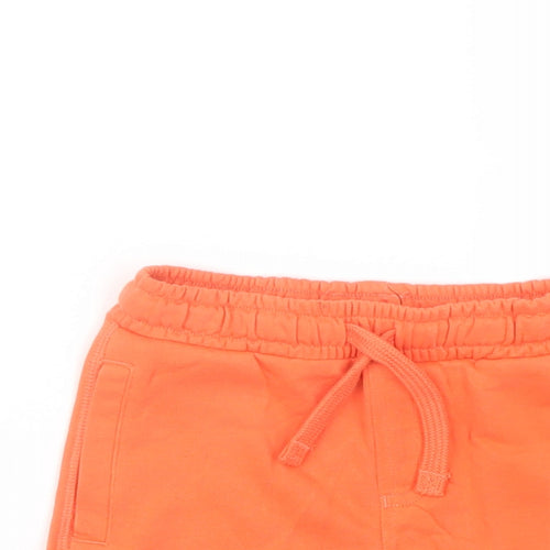 Marks and Spencer Boys Orange Cotton Sweat Shorts Size 2-3 Years Regular Drawstring