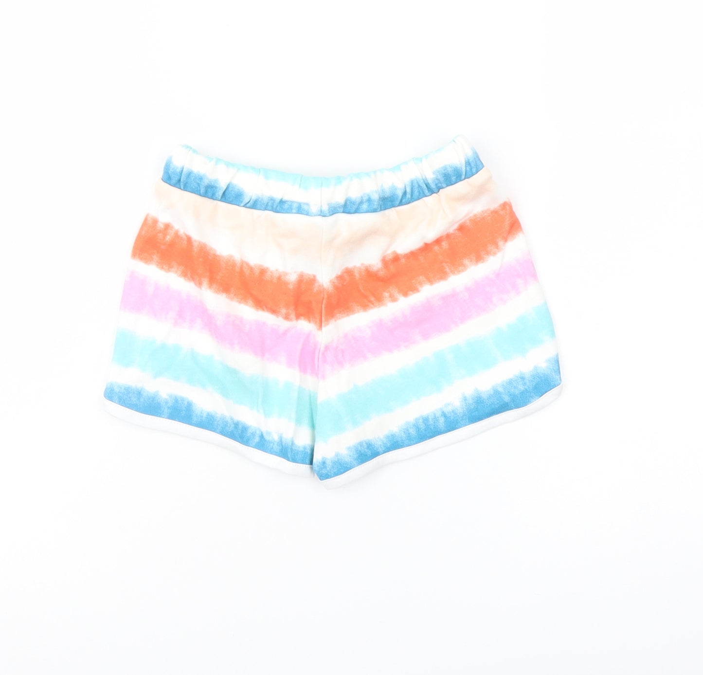 Marks and Spencer Girls Multicoloured Striped Cotton Sweat Shorts Size 4-5 Years Regular Drawstring