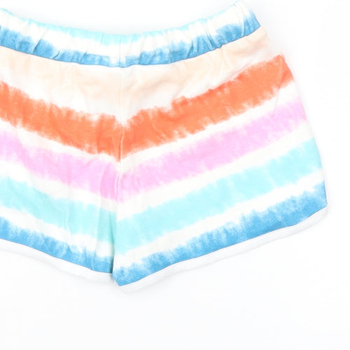 Marks and Spencer Girls Multicoloured Striped Cotton Sweat Shorts Size 4-5 Years Regular Drawstring