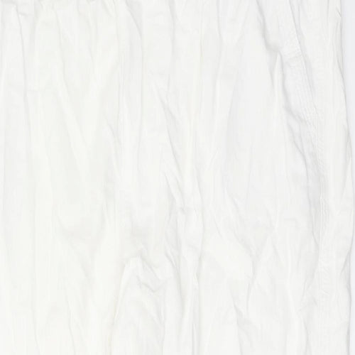 Marks and Spencer Womens White Linen Trousers Size 22 L26 in Regular Drawstring