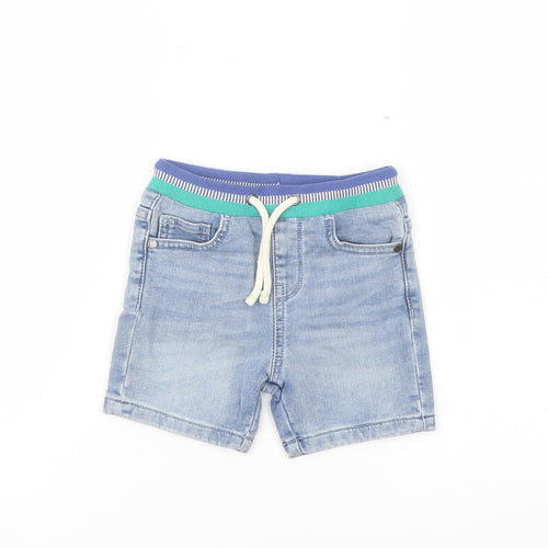 Marks and Spencer Boys Blue Cotton Bermuda Shorts Size 2-3 Years Regular Drawstring