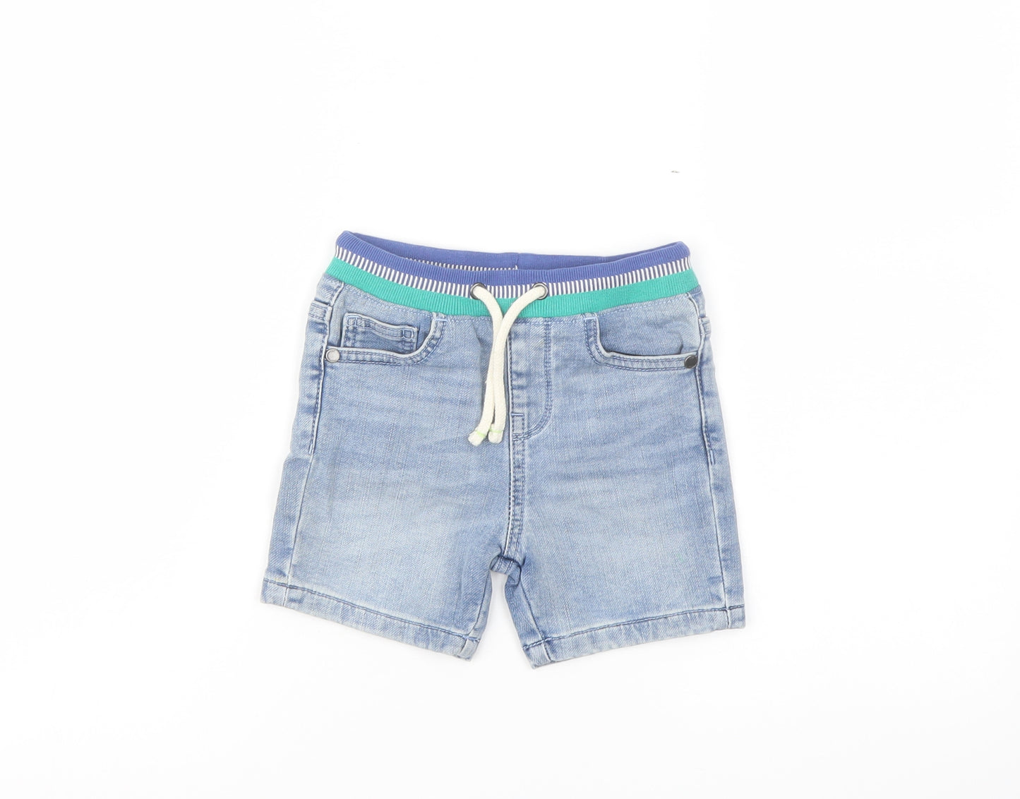 Marks and Spencer Boys Blue Cotton Bermuda Shorts Size 2-3 Years Regular Drawstring