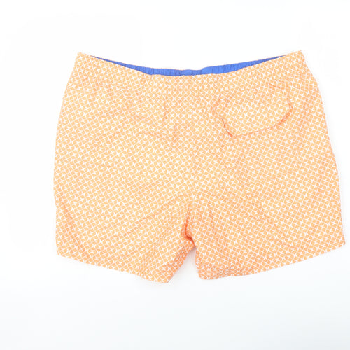 Marks and Spencer Mens Orange Geometric Polyester Sweat Shorts Size 2XL L6 in Regular Drawstring - Swim Shorts