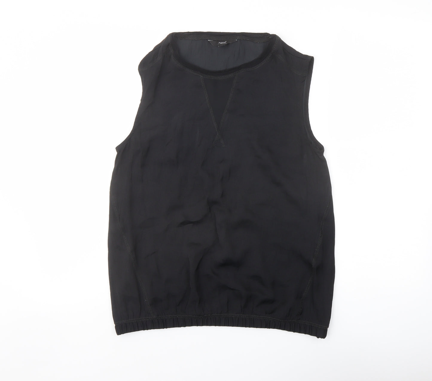 NEXT Womens Black Polyester Basic Blouse Size 12 Round Neck