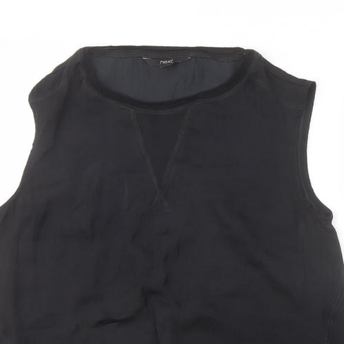 NEXT Womens Black Polyester Basic Blouse Size 12 Round Neck