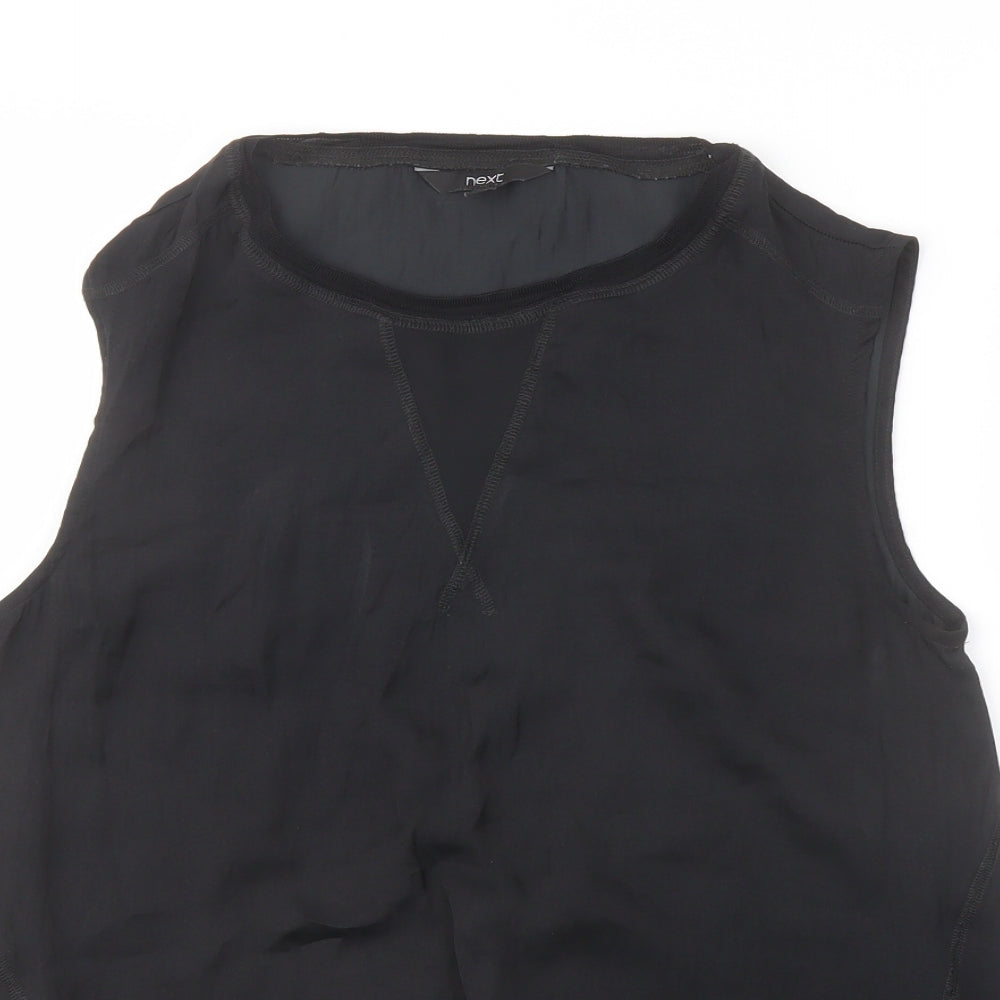 NEXT Womens Black Polyester Basic Blouse Size 12 Round Neck