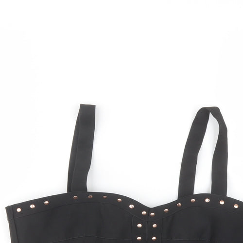 New Look Womens Black Polyester Cropped Tank Size 12 Square Neck