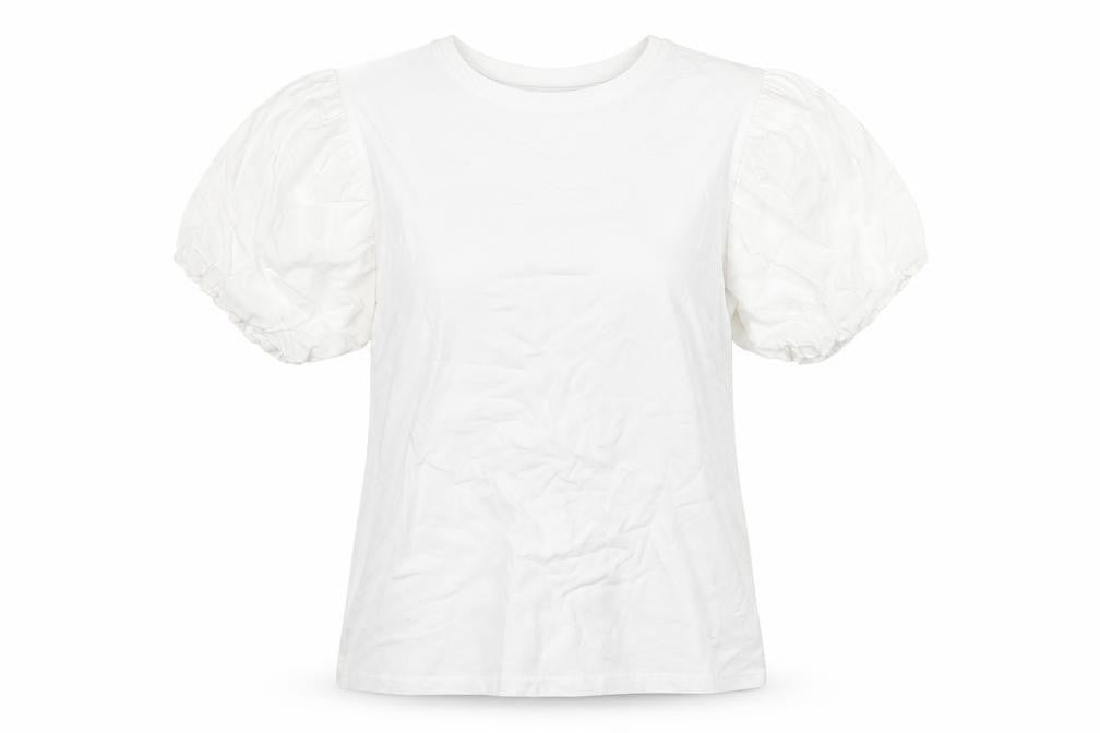 Front view of Warehouse women’s white cotton basic t-shirt, size UK 8, crew neck