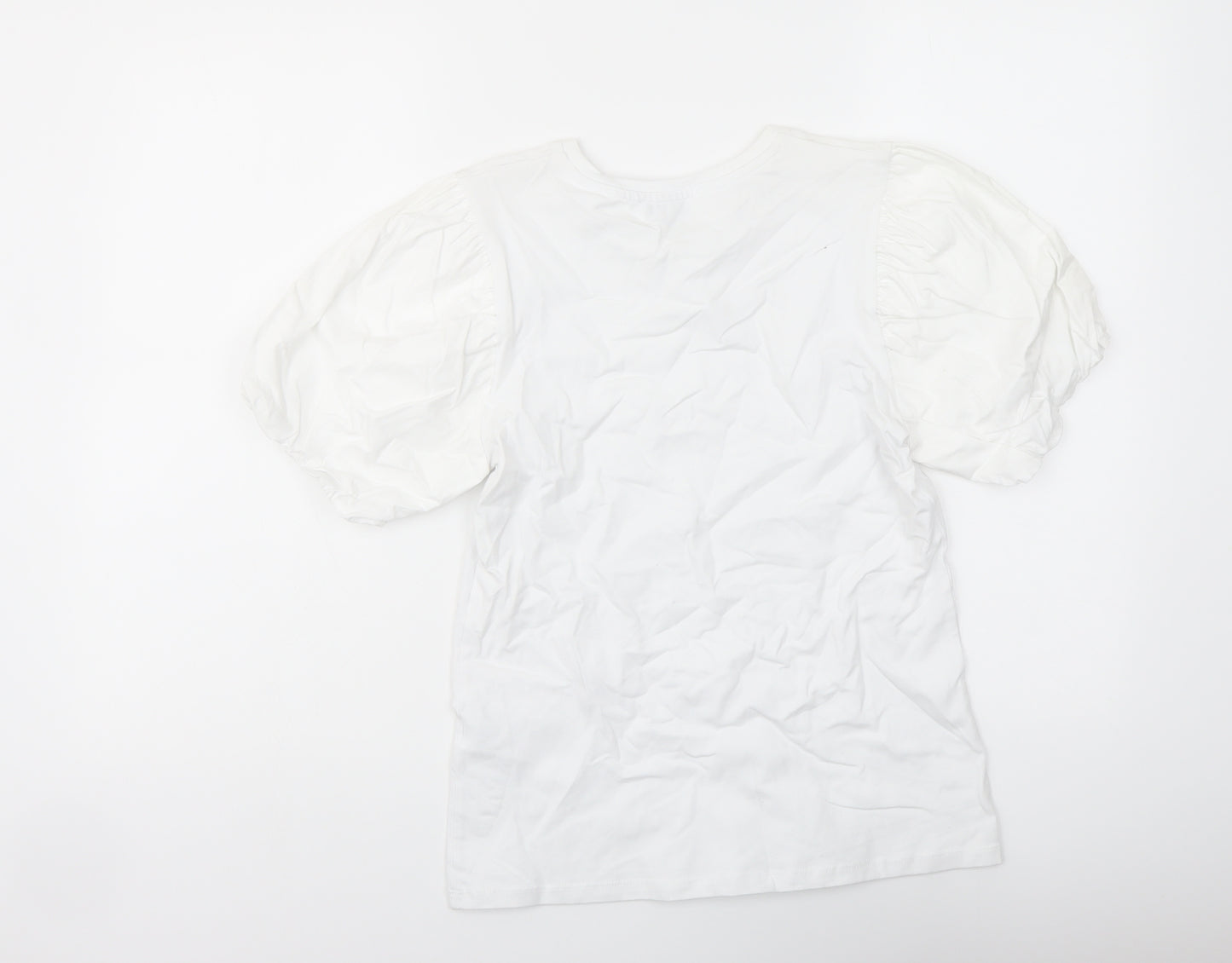 Warehouse Womens White Cotton Basic T-Shirt Size 8 Crew Neck