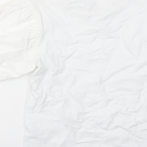Warehouse Womens White Cotton Basic T-Shirt Size 8 Crew Neck