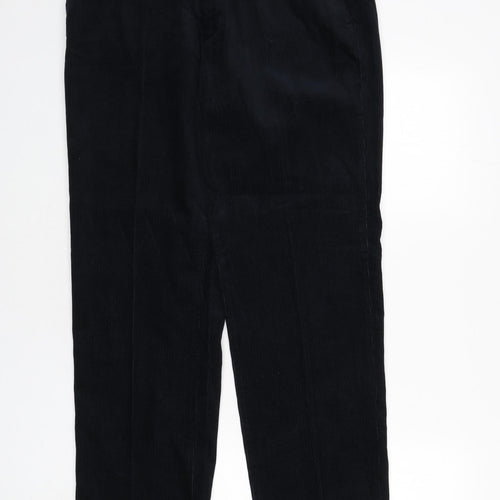Marks and Spencer Womens Blue Cotton Trousers Size 36 L31 in Regular Zip