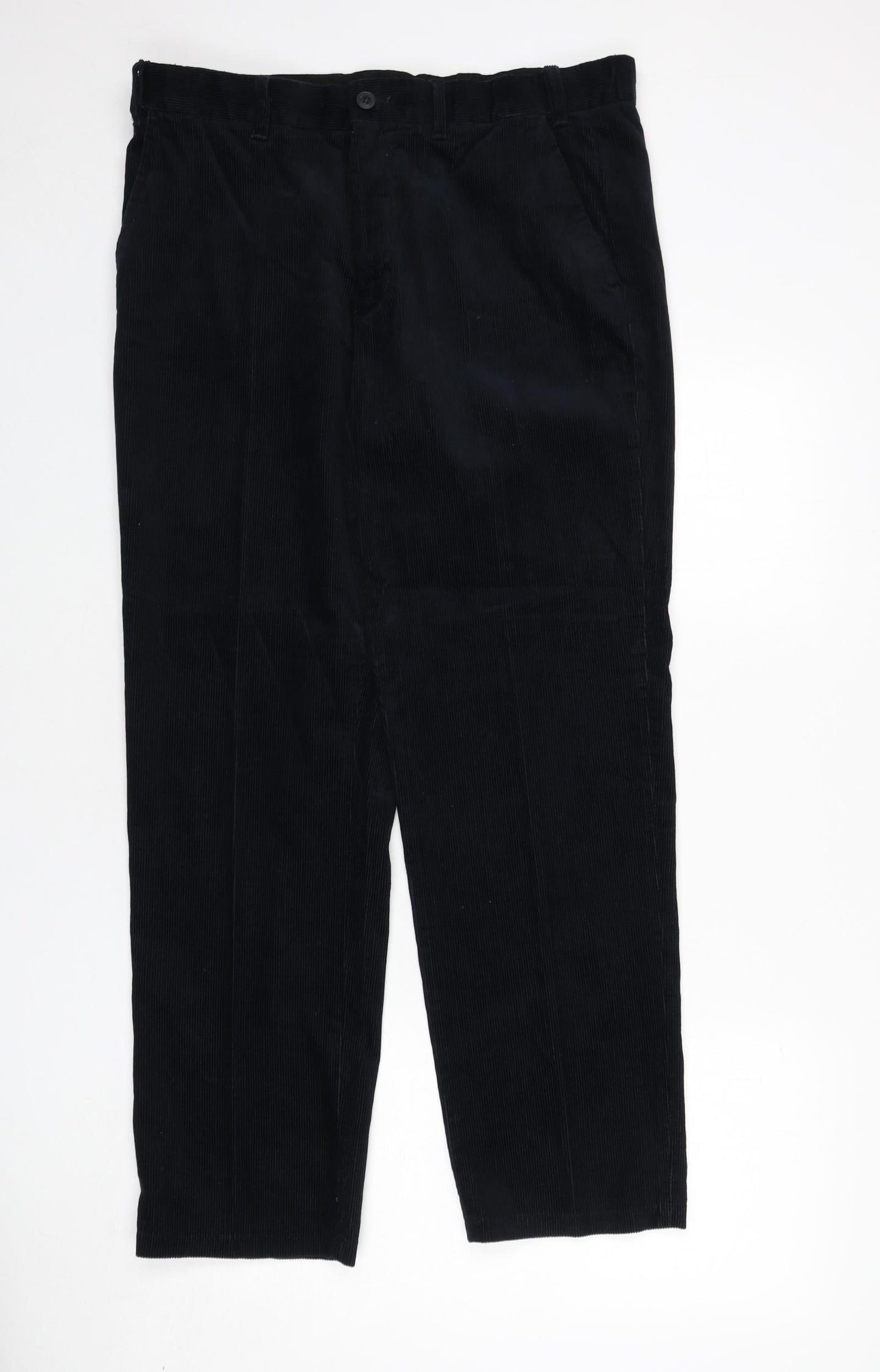 Marks and Spencer Womens Blue Cotton Trousers Size 36 L31 in Regular Zip