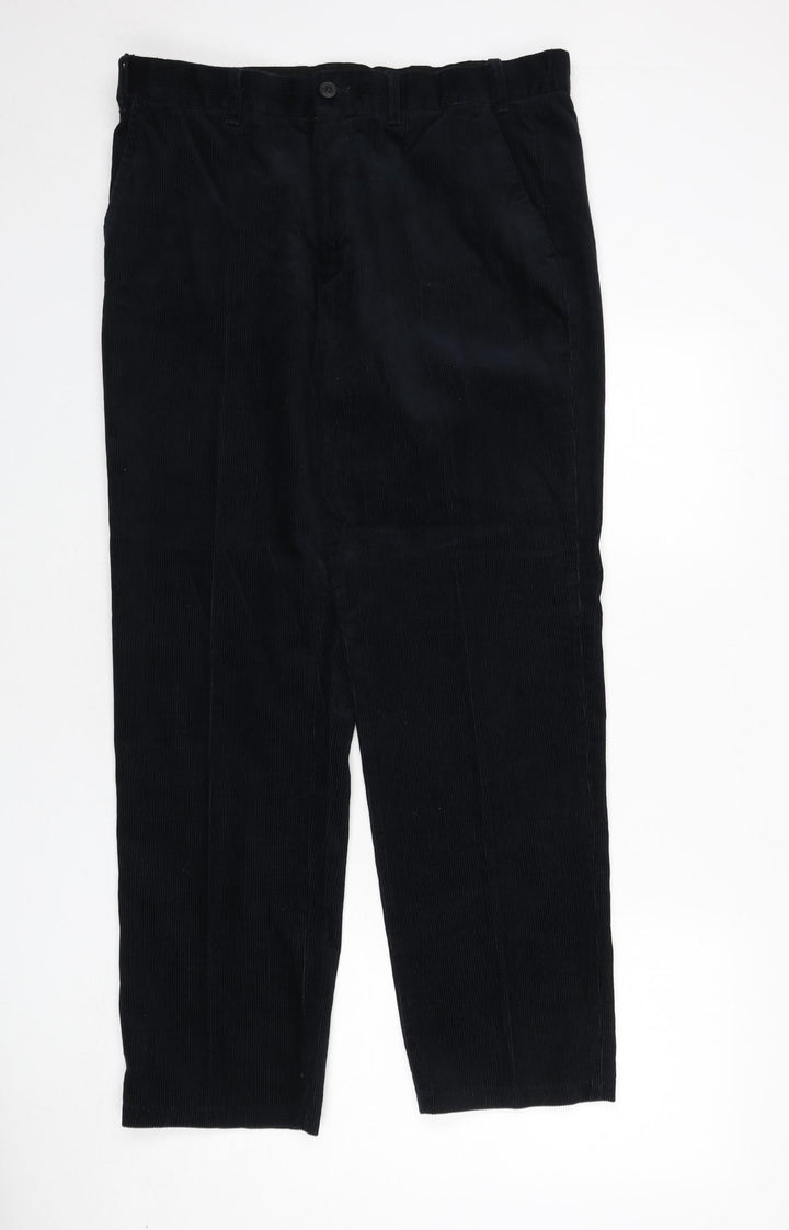 Marks and Spencer Womens Blue Cotton Trousers Size 36 L31 in Regular Zip
