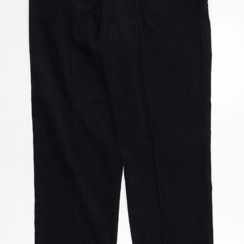 Marks and Spencer Womens Blue Cotton Trousers Size 36 L31 in Regular Zip