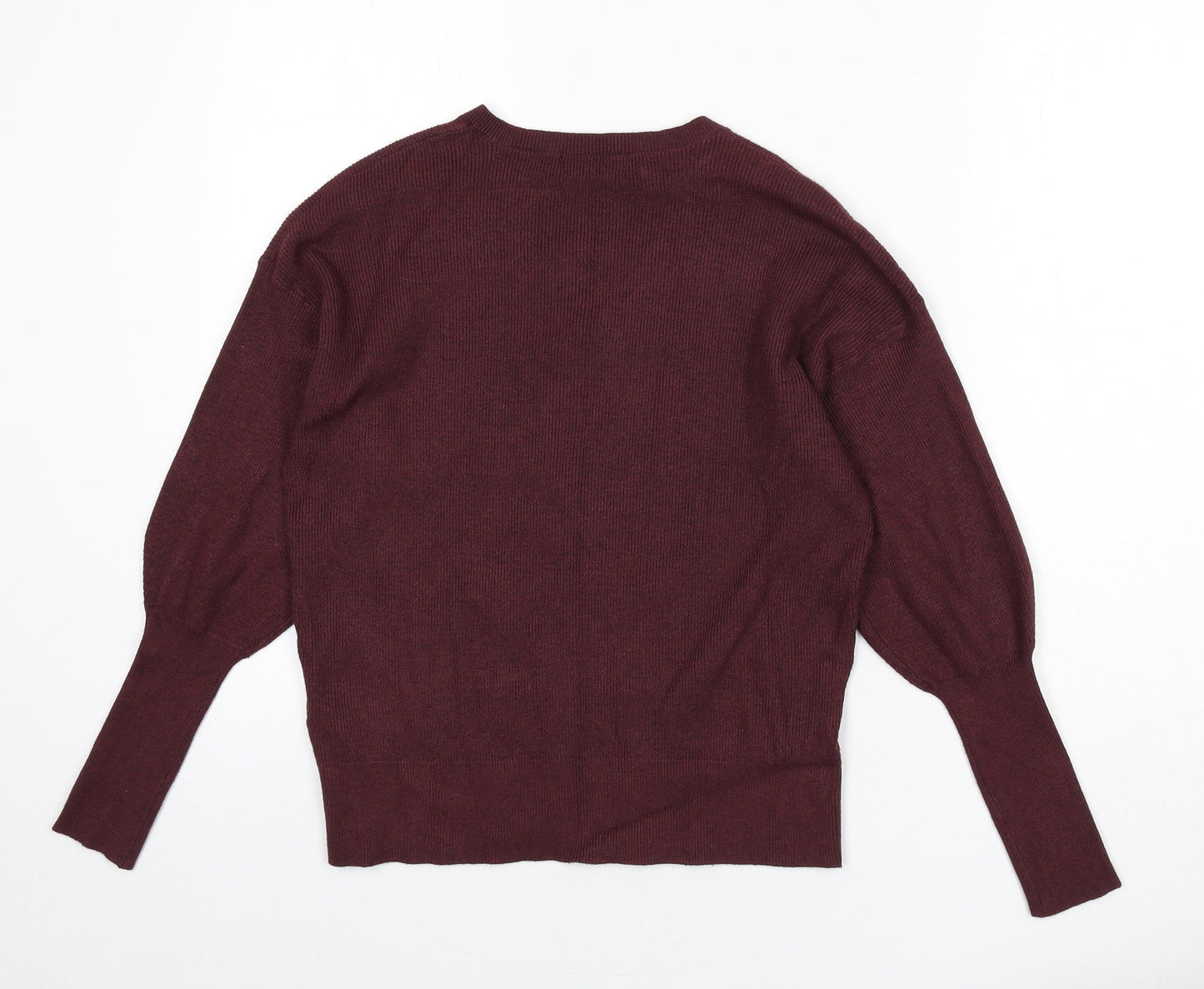 Marks and Spencer Womens Red V-Neck Viscose Pullover Jumper Size M