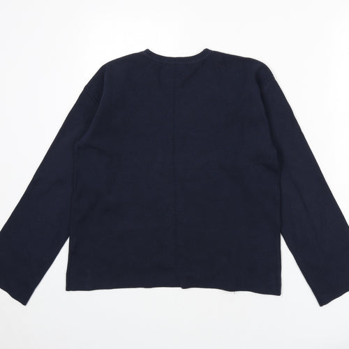 Marks and Spencer Womens Blue V-Neck Cotton Pullover Jumper Size M