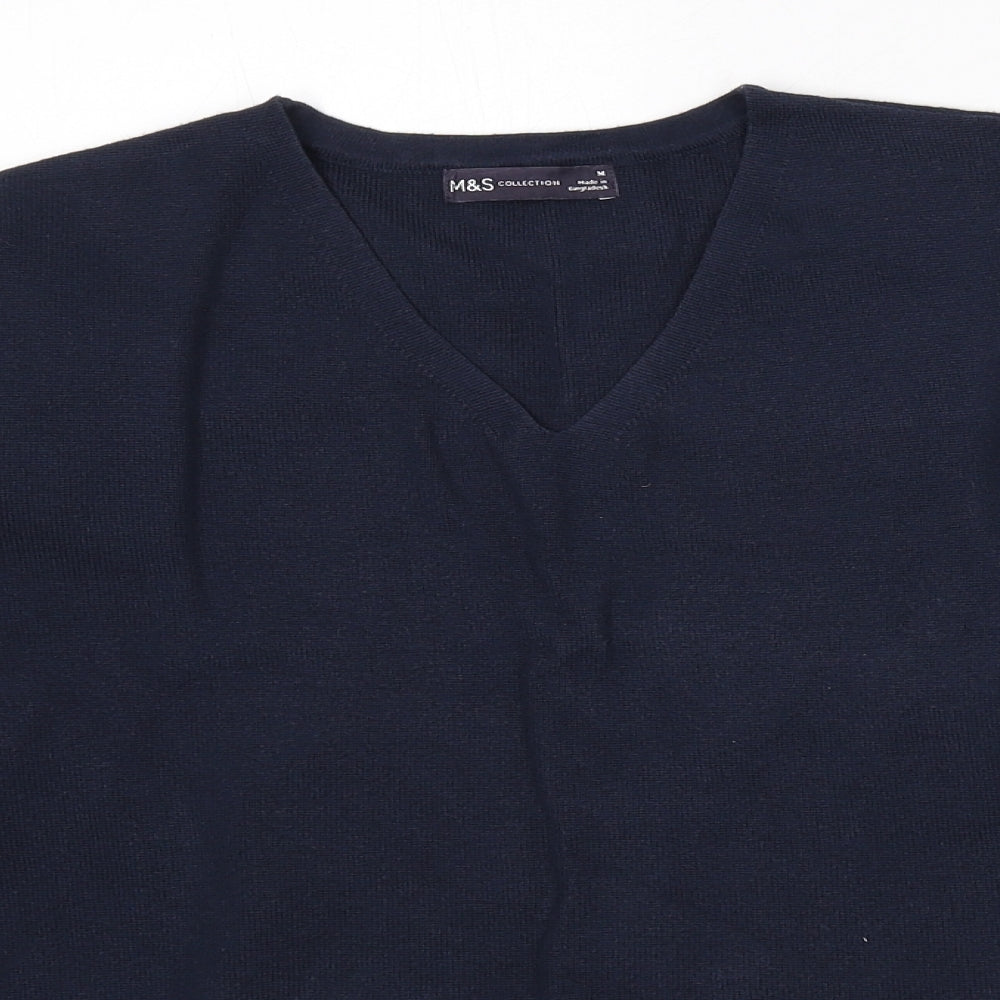 Marks and Spencer Womens Blue V-Neck Cotton Pullover Jumper Size M