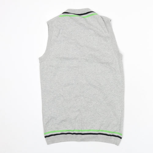 J.Lindeberg Mens Grey V-Neck Cotton Vest Jumper Size S Sleeveless