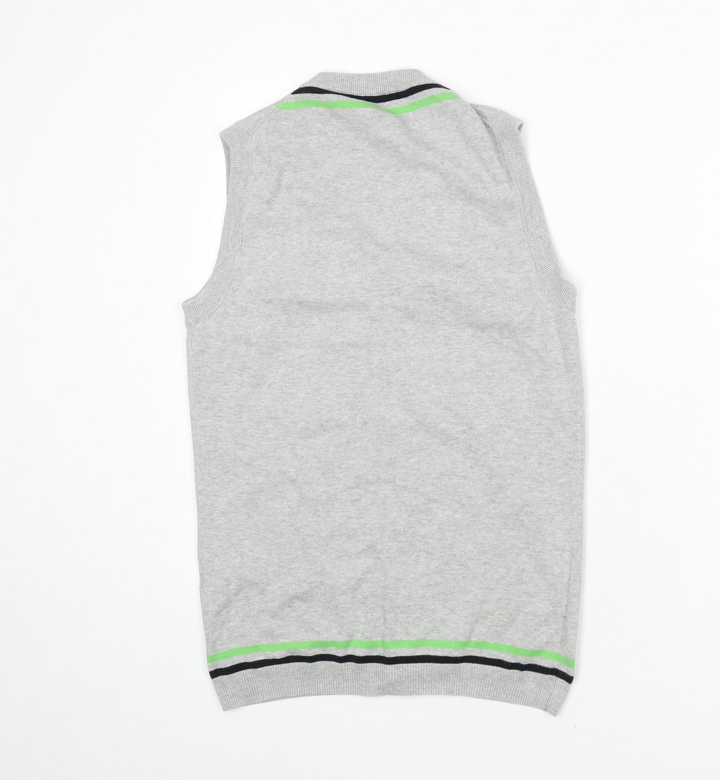 J.Lindeberg Mens Grey V-Neck Cotton Vest Jumper Size S Sleeveless