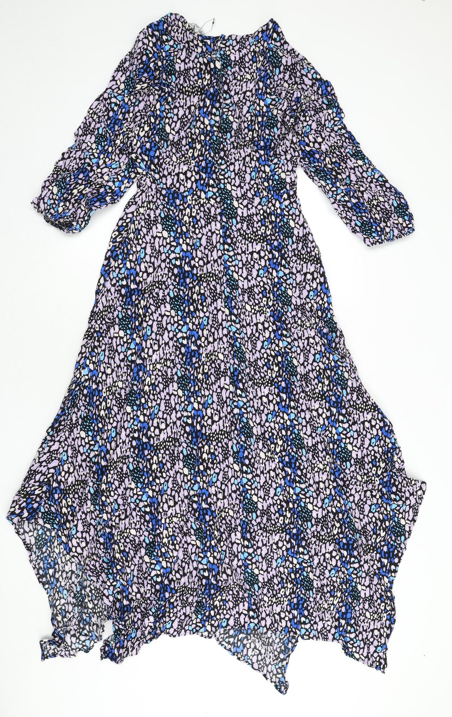 Marks and Spencer Womens Multicoloured Animal Print Viscose A-Line Size 8 Round Neck Zip - Leopard Print
