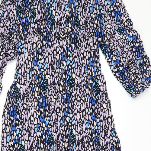 Marks and Spencer Womens Multicoloured Animal Print Viscose A-Line Size 8 Round Neck Zip - Leopard Print
