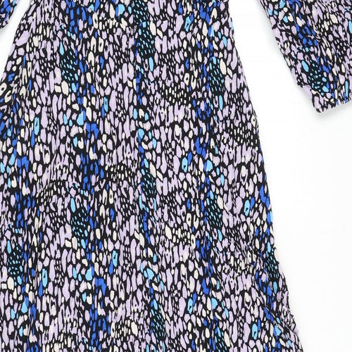 Marks and Spencer Womens Multicoloured Animal Print Viscose A-Line Size 8 Round Neck Zip - Leopard Print