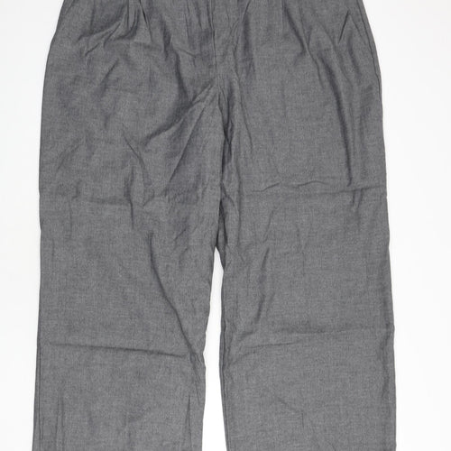 Autograph Womens Grey Herringbone Wool Trousers Size 24 L27 in Regular Zip