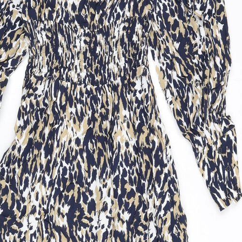 Marks and Spencer Womens Multicoloured Geometric Viscose A-Line Size 6 V-Neck Pullover