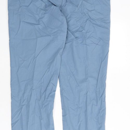 Blue Harbour Mens Blue Cotton Trousers Size 36 in L33 in Regular Zip