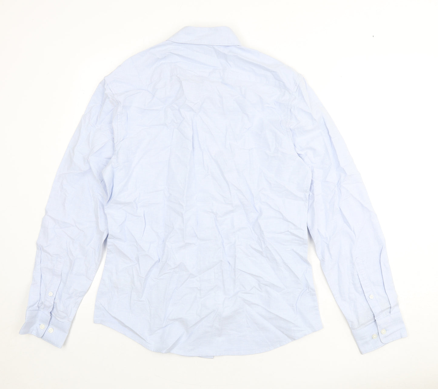 Marks and Spencer Mens Blue Cotton Button-Up Size M Collared Button