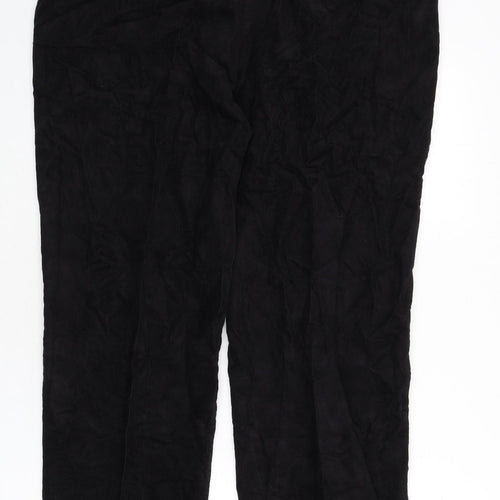 Marks and Spencer Mens Black Cotton Trousers Size 42 in L31 in Regular Zip