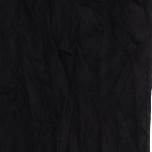 Marks and Spencer Mens Black Cotton Trousers Size 42 in L31 in Regular Zip