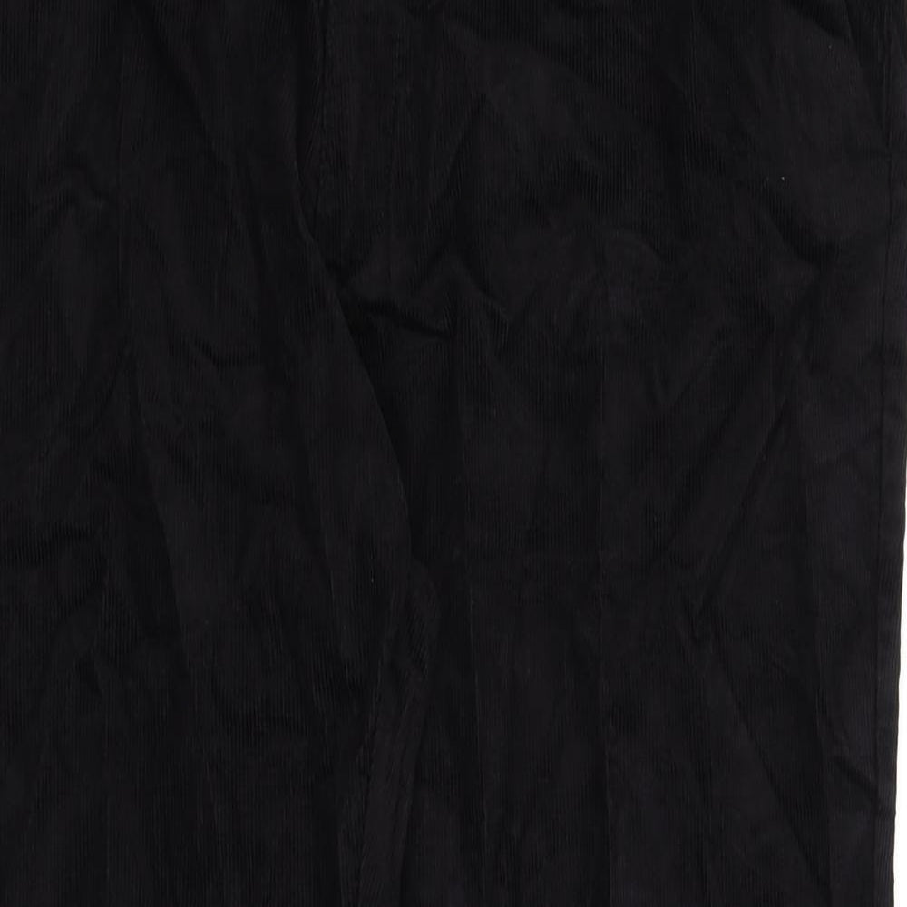 Marks and Spencer Mens Black Cotton Trousers Size 42 in L31 in Regular Zip