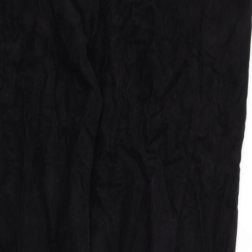 Marks and Spencer Mens Black Cotton Trousers Size 42 in L31 in Regular Zip