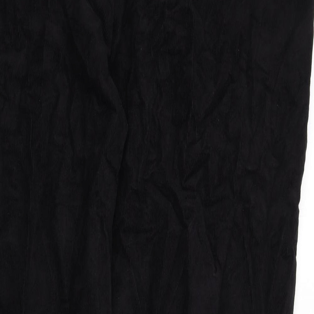 Marks and Spencer Mens Black Cotton Trousers Size 42 in L31 in Regular Zip