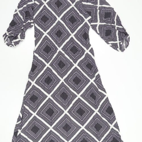 Marks and Spencer Womens Multicoloured Geometric Viscose A-Line Size 10 Round Neck Zip