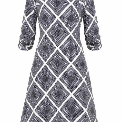 Marks and Spencer Womens Multicoloured Geometric Viscose A-Line Size 10 Round Neck Zip
