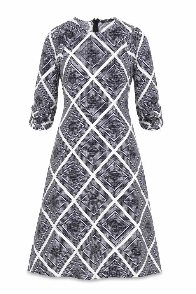 Marks and Spencer Womens Multicoloured Geometric Viscose A-Line Size 10 Round Neck Zip