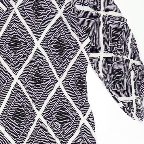 Marks and Spencer Womens Multicoloured Geometric Viscose A-Line Size 10 Round Neck Zip