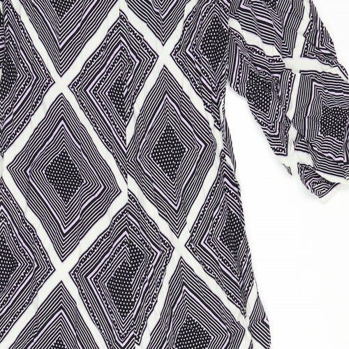Marks and Spencer Womens Multicoloured Geometric Viscose A-Line Size 10 Round Neck Zip