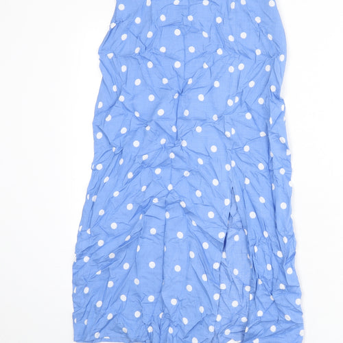 Marks and Spencer Womens Blue Polka Dot Viscose A-Line Skirt Size 6 Zip