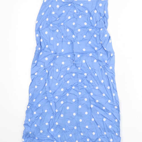 Marks and Spencer Womens Blue Polka Dot Viscose A-Line Skirt Size 6 Zip