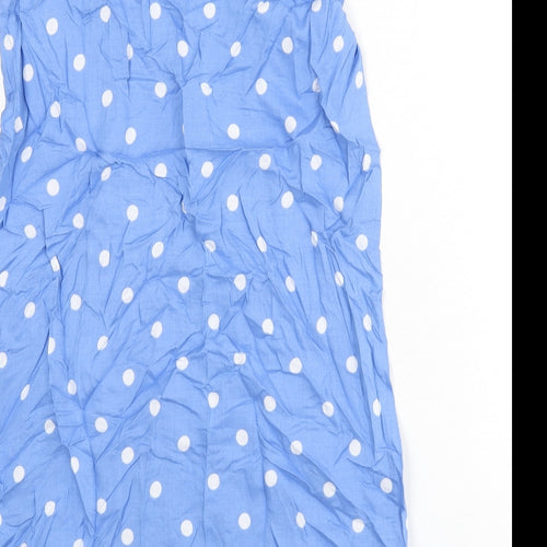 Marks and Spencer Womens Blue Polka Dot Viscose A-Line Skirt Size 6 Zip