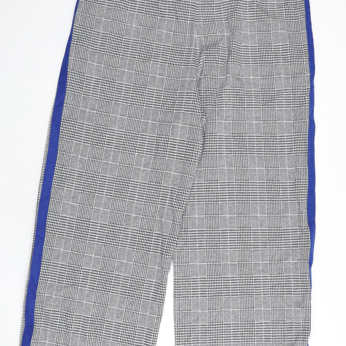 Marks and Spencer Womens Black Geometric Polyester Trousers Size 22 L27 in Regular Drawstring - Houndstooth