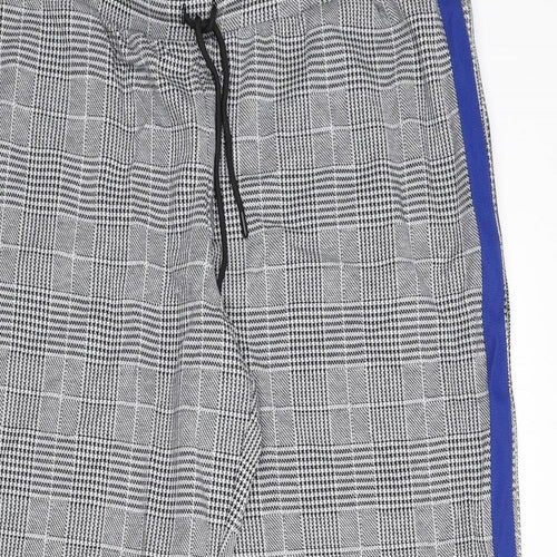 Marks and Spencer Womens Black Geometric Polyester Trousers Size 22 L27 in Regular Drawstring - Houndstooth