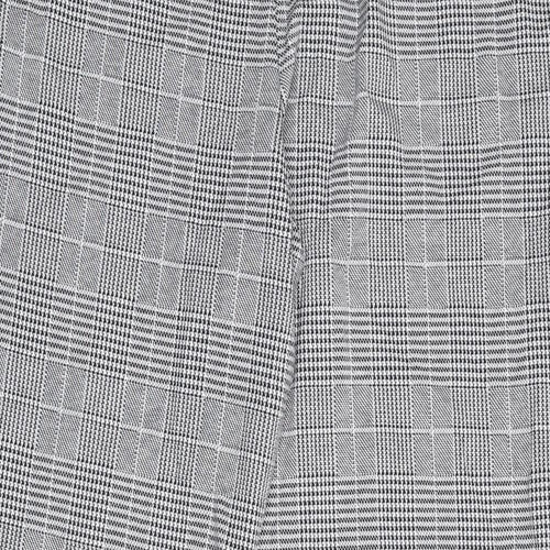 Marks and Spencer Womens Black Geometric Polyester Trousers Size 22 L27 in Regular Drawstring - Houndstooth