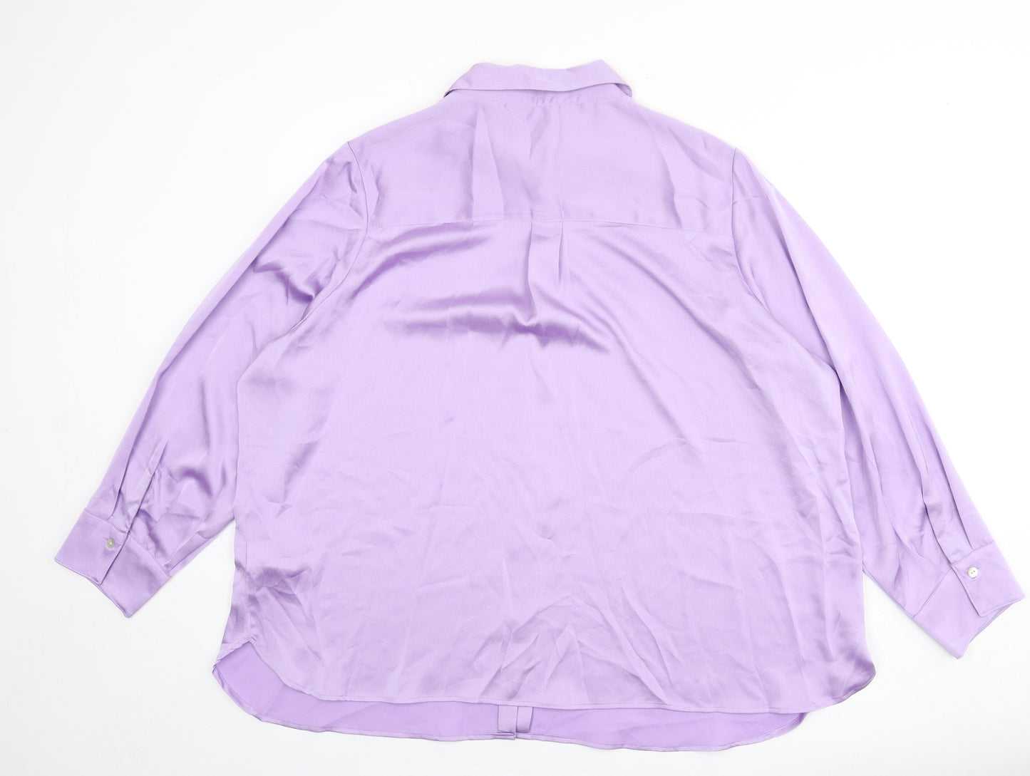 Marks and Spencer Womens Purple Polyester Basic Button-Up Size 24 Collared