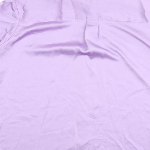 Marks and Spencer Womens Purple Polyester Basic Button-Up Size 24 Collared