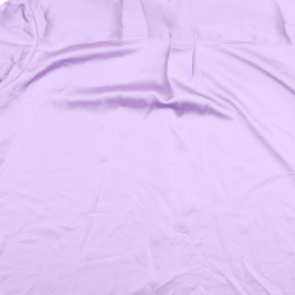 Marks and Spencer Womens Purple Polyester Basic Button-Up Size 24 Collared